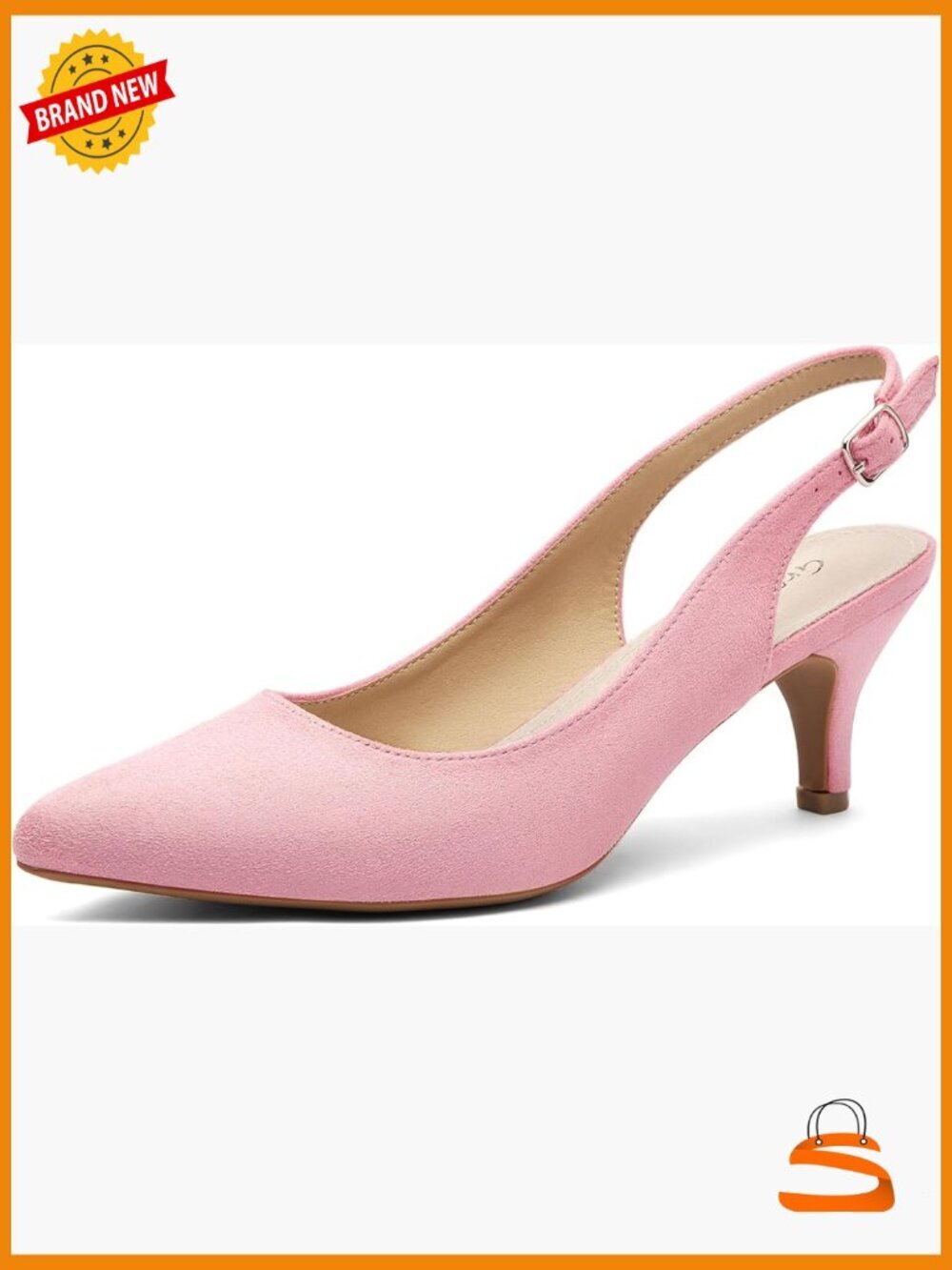 Women's Kitten Heels Pointed Toe Slingback Dress Pumps